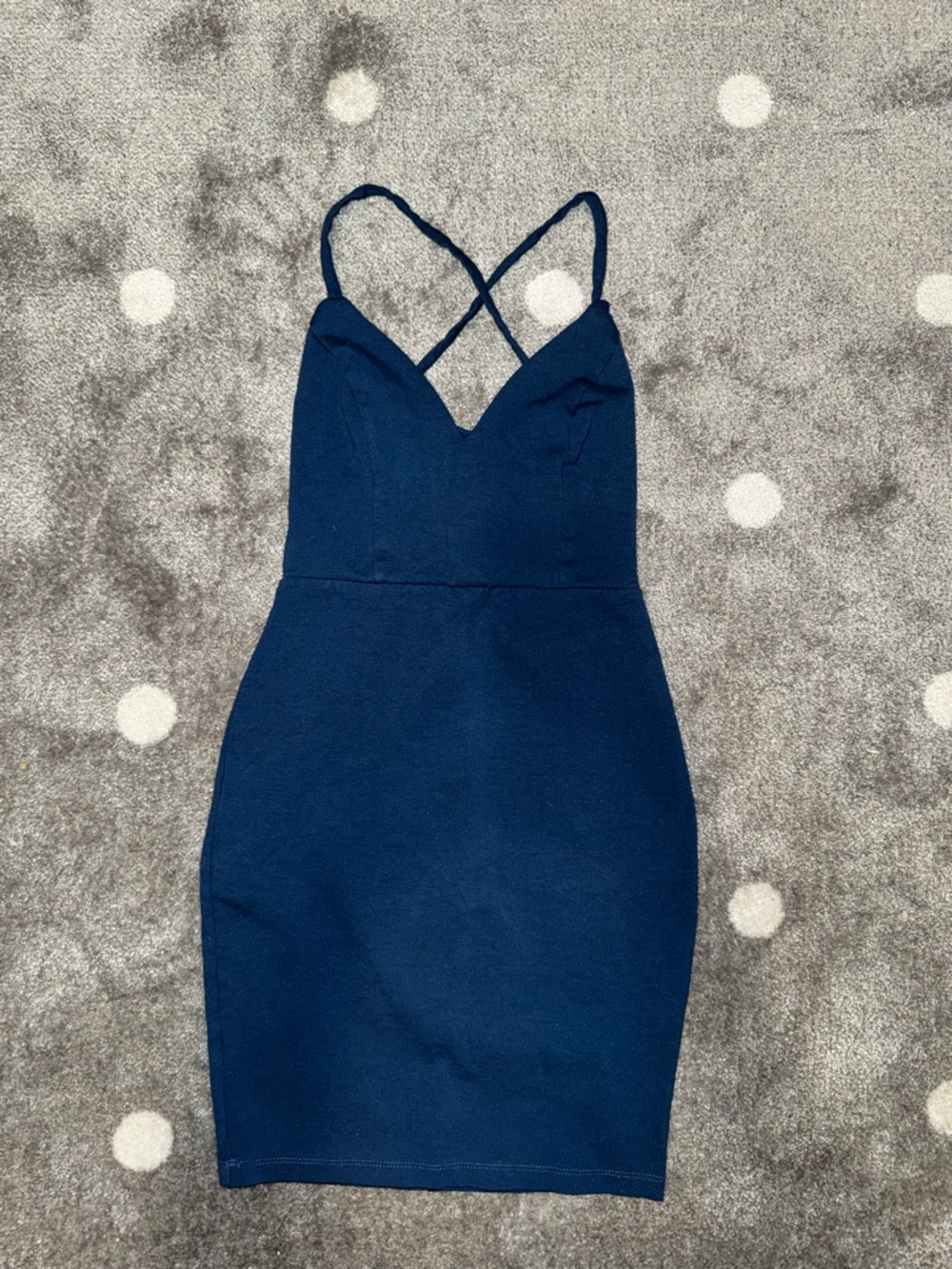 Solemio Navy Crisscross-Strap Mini Dress